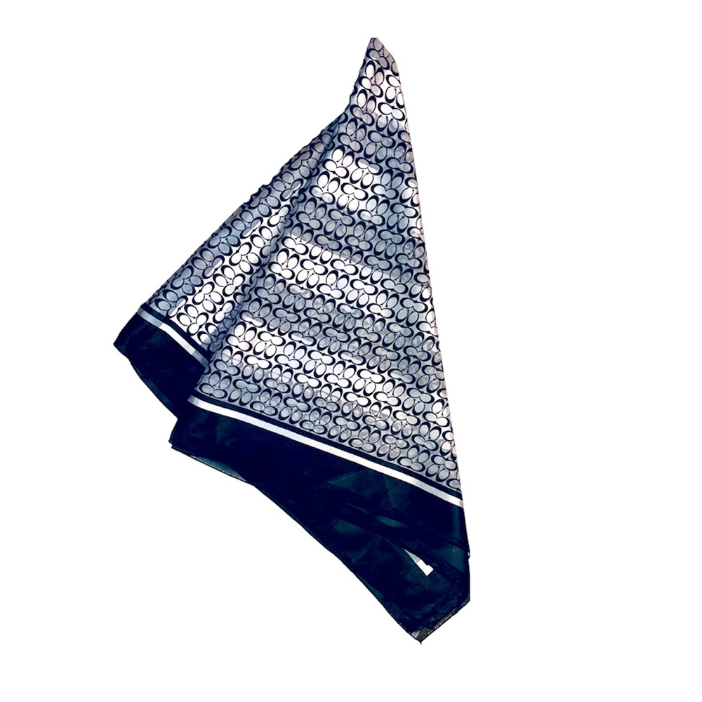COACH Signature C Square Silk Scarf  No. 99 in Black & White Stripes. 
Pristine.